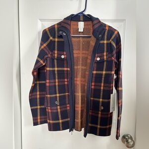 Joie Orange and Navy Plaid Jacket